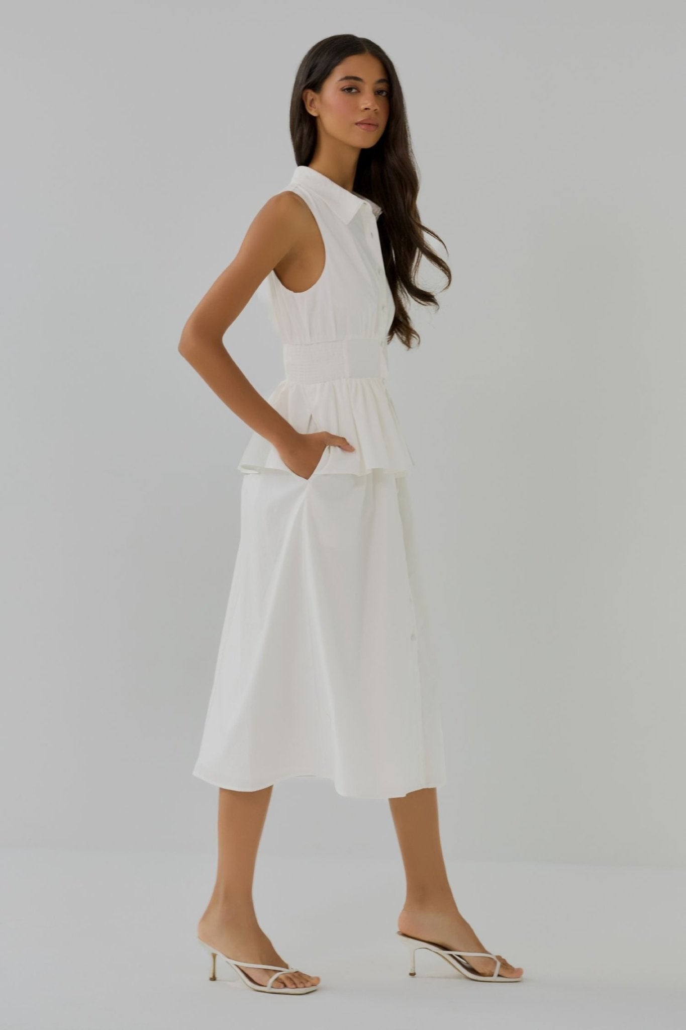 Paulette White Midi Dress - Hutch - COLOR GAME