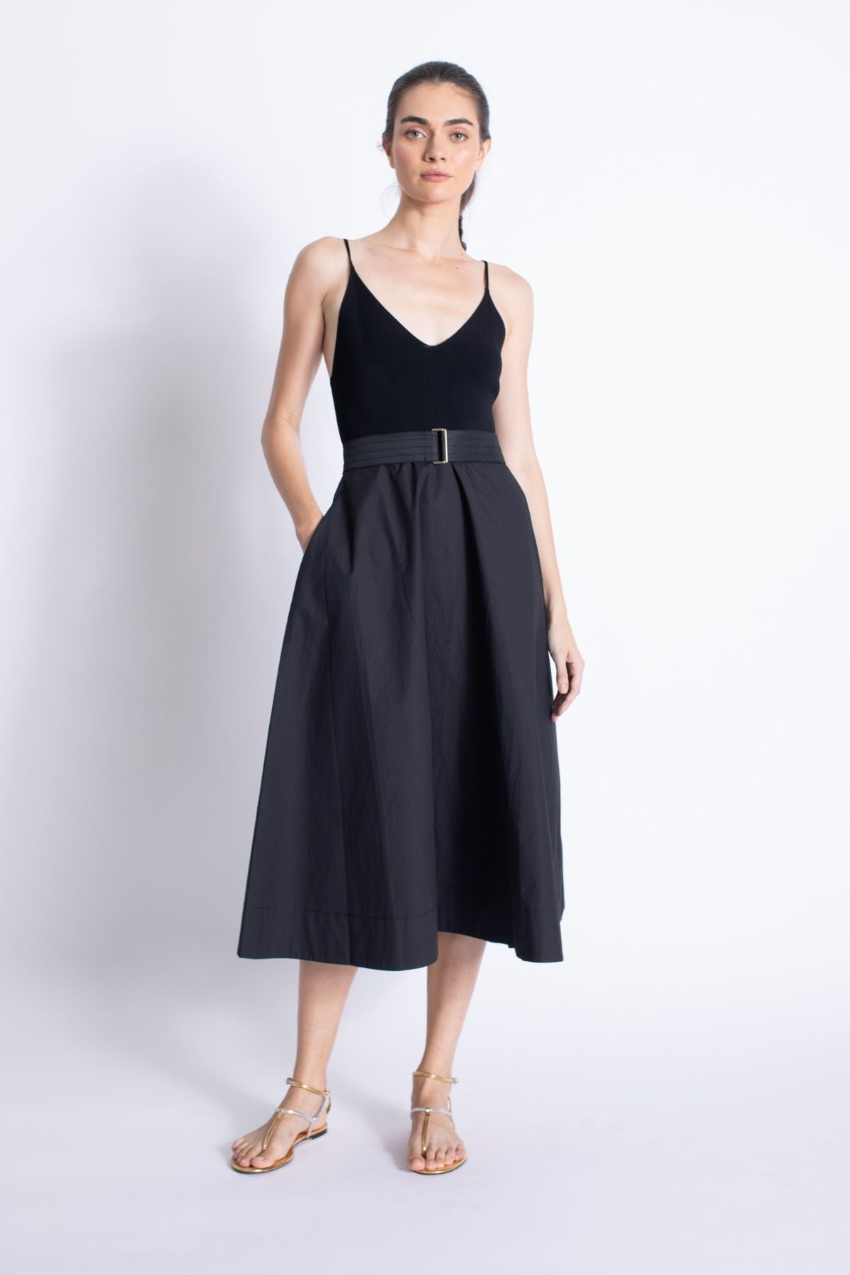 Phoenix Black Knit Combo Dress - Karina Grimaldi - COLOR GAME