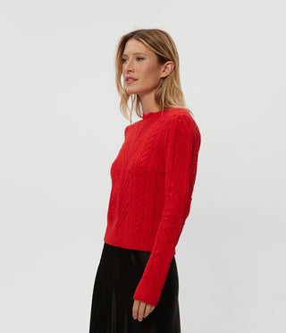 Pia Cable Knit Sweater Cherry - Michael Stars - COLOR GAME