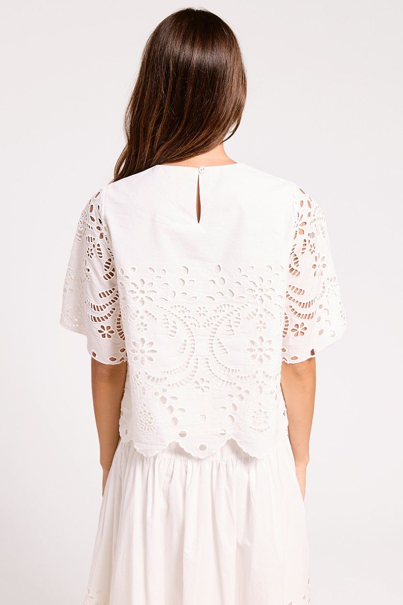 Pippa Embroidered Scallop Hem Top - Ultramarine - COLOR GAME