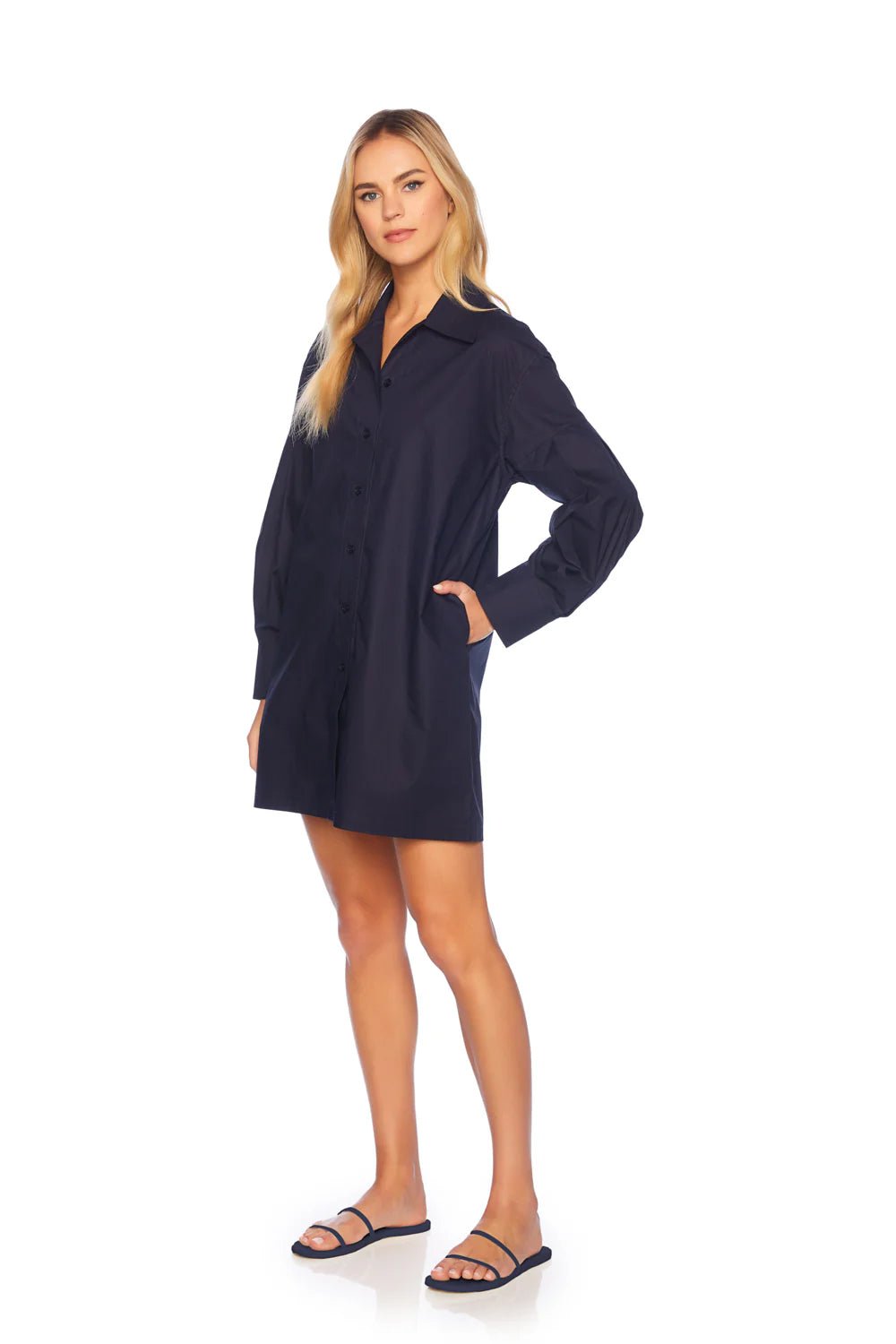 Poplin Button - Down Shirt Dress Midnight - Susana Monaco - COLOR GAME