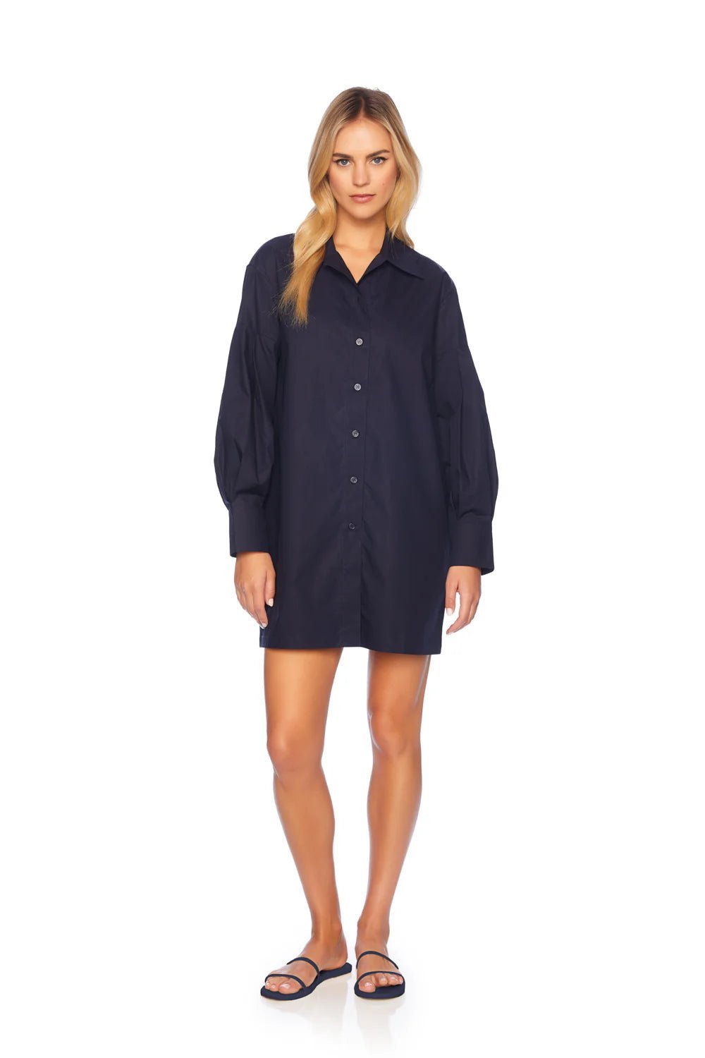 Poplin Button - Down Shirt Dress Midnight - Susana Monaco - COLOR GAME