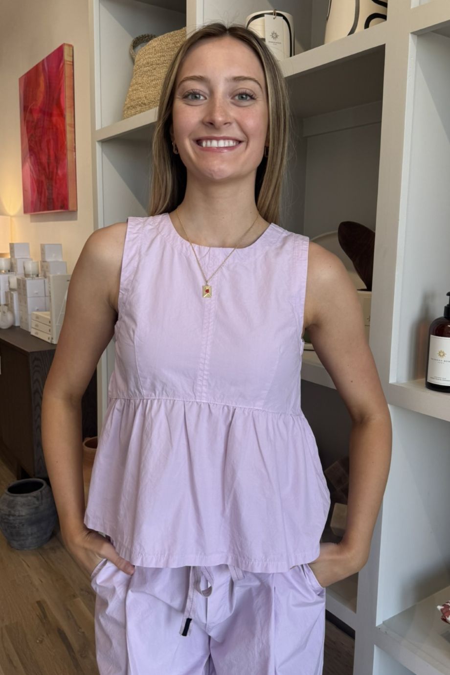 Poplin Peplum Top Lilac Mist - Stateside - COLOR GAME
