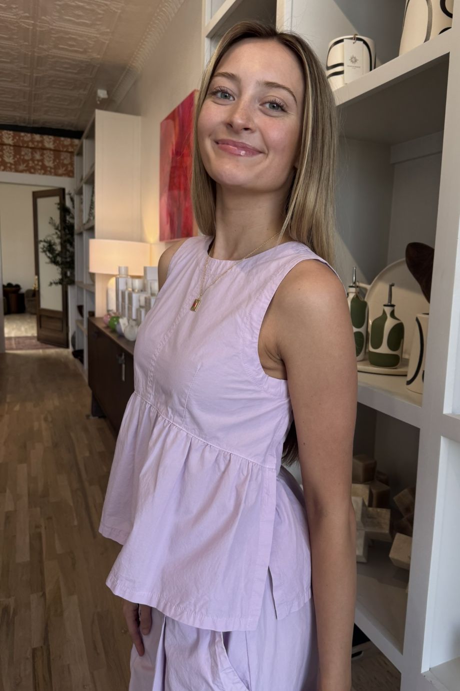 Poplin Peplum Top Lilac Mist - Stateside - COLOR GAME