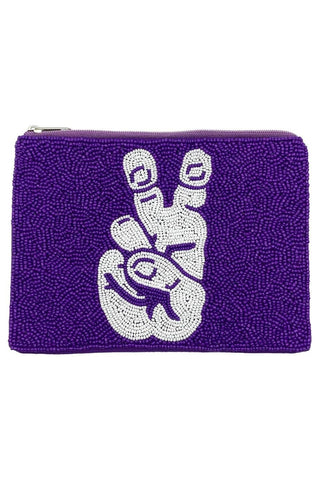 Purple Horned Frog Hand - Beaded Pouch - LA Chic - COLOR GAME