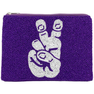 Purple Horned Frog Hand - Beaded Pouch - LA Chic - COLOR GAME