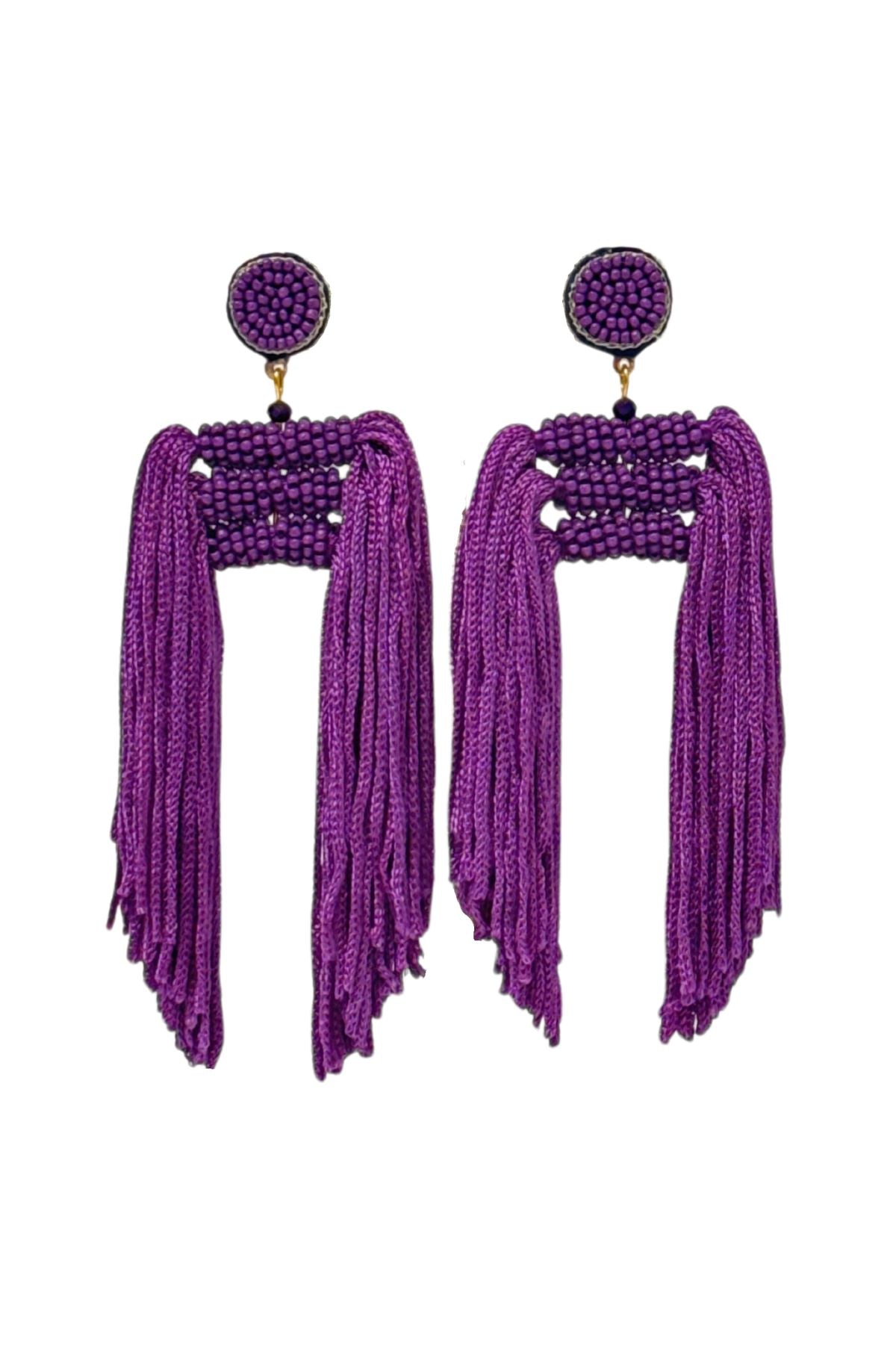 Purple Lauren Beaded Tassel Earrings - Hello Edie - COLOR GAME