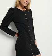 Rae Placket Front Dress Black - Nation LTD - COLOR GAME