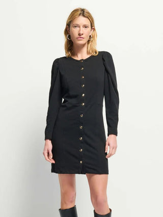 Rae Placket Front Dress Black - Nation LTD - COLOR GAME