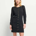 Rae Placket Front Dress Black - Nation LTD - COLOR GAME