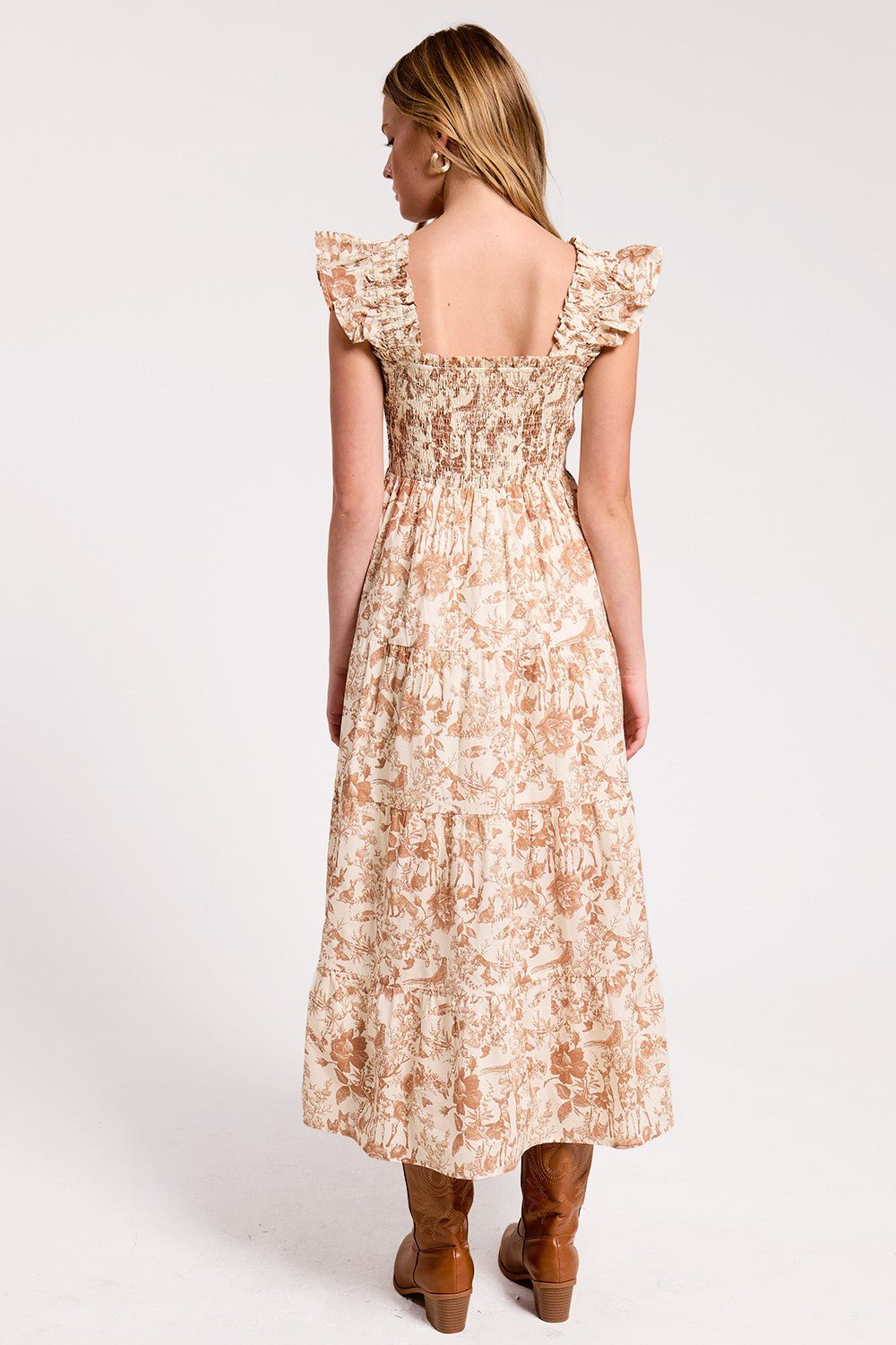 Rainey Smocked Toile Midi Dress - Ultramarine - COLOR GAME