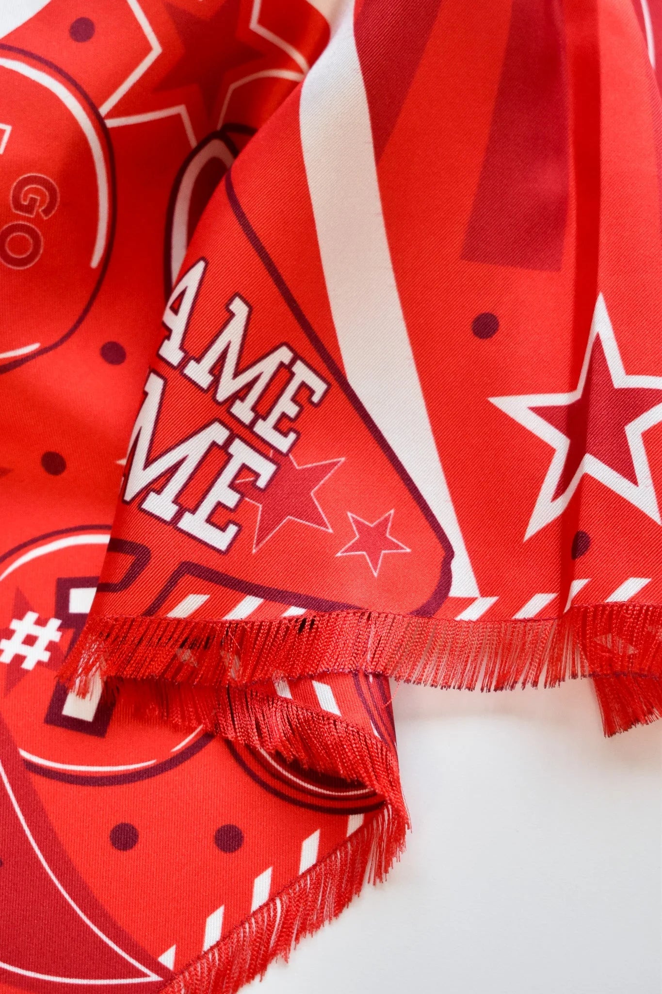Red Fringed Spirit Scarf - Saturday Silks - COLOR GAME
