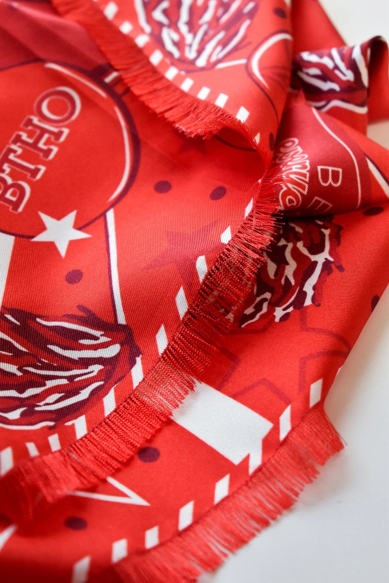 Red Fringed Spirit Scarf - Saturday Silks - COLOR GAME