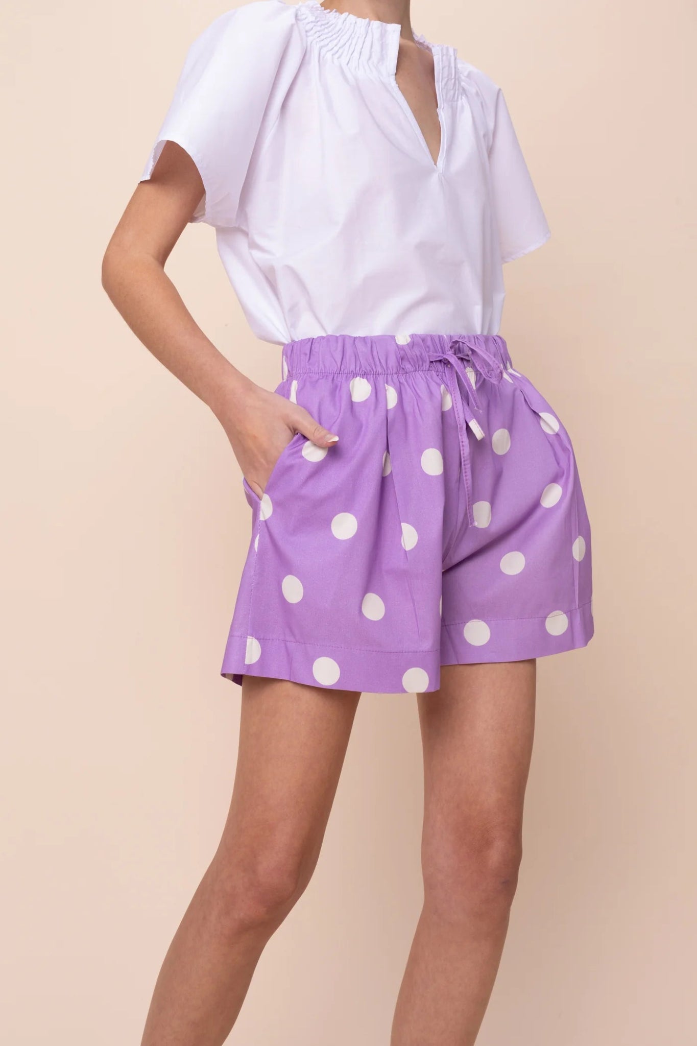 Reese Drawstring Cotton Shorts - Sofia - COLOR GAME