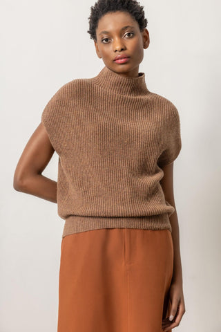 Ribbed Funnel Neck Sweater Acorn - Lilla P - COLOR GAME