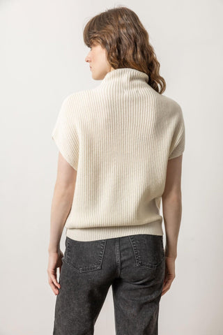 Ribbed Funnel Neck Sweater Ivory - Lilla P - COLOR GAME