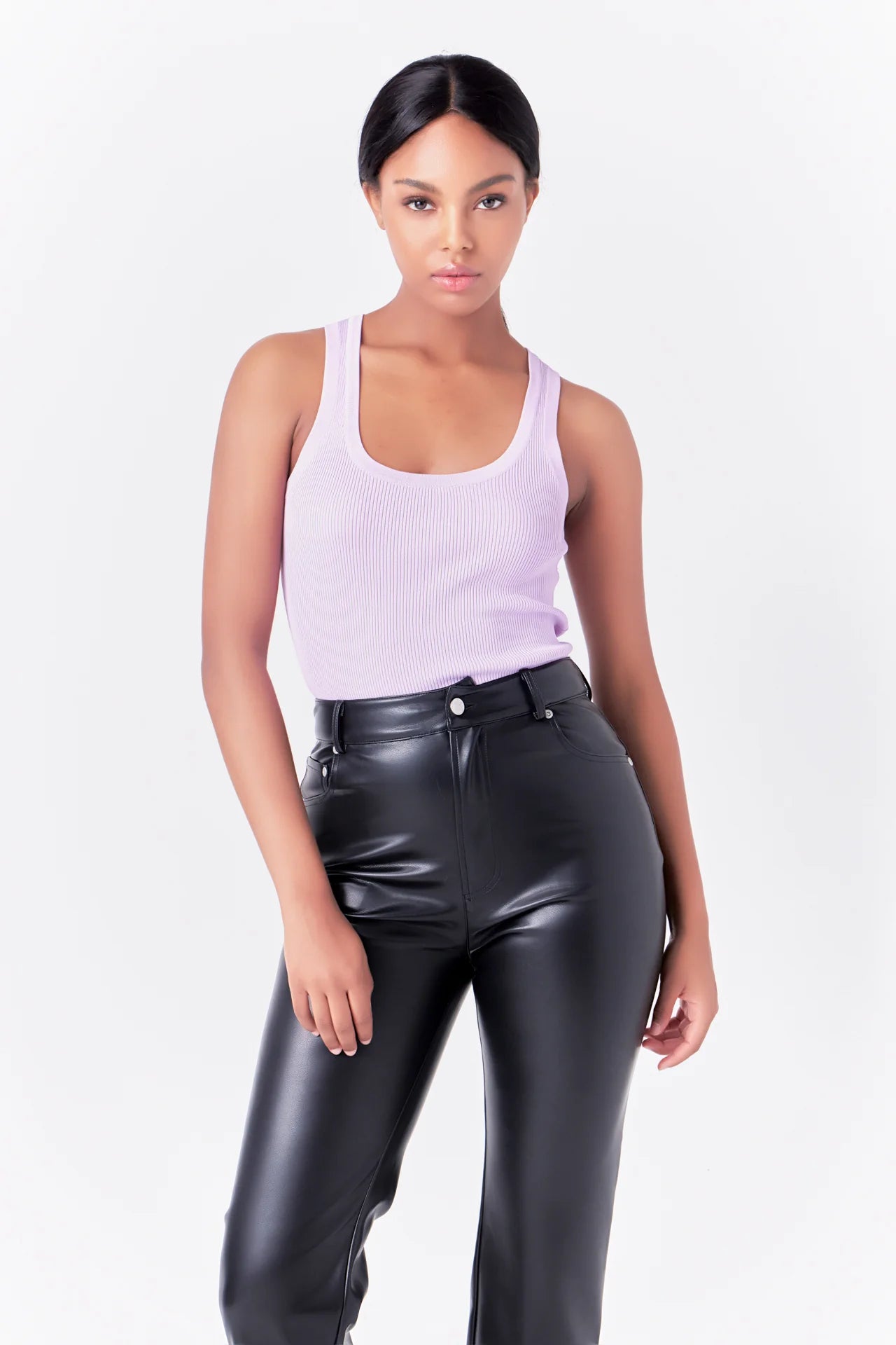 Ribbed Sweater Knit Tank Top Lavender - Endless Rose - Color Game