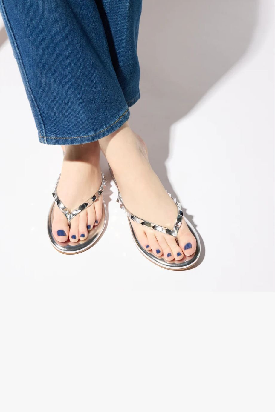 Rivington Stud Flip Flop Silver - Yosi Samra - COLOR GAME