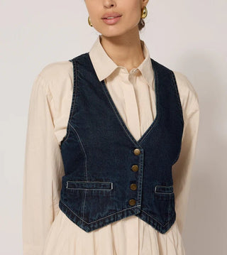 Rory Dark Denim Vest - Cleobella - COLOR GAME