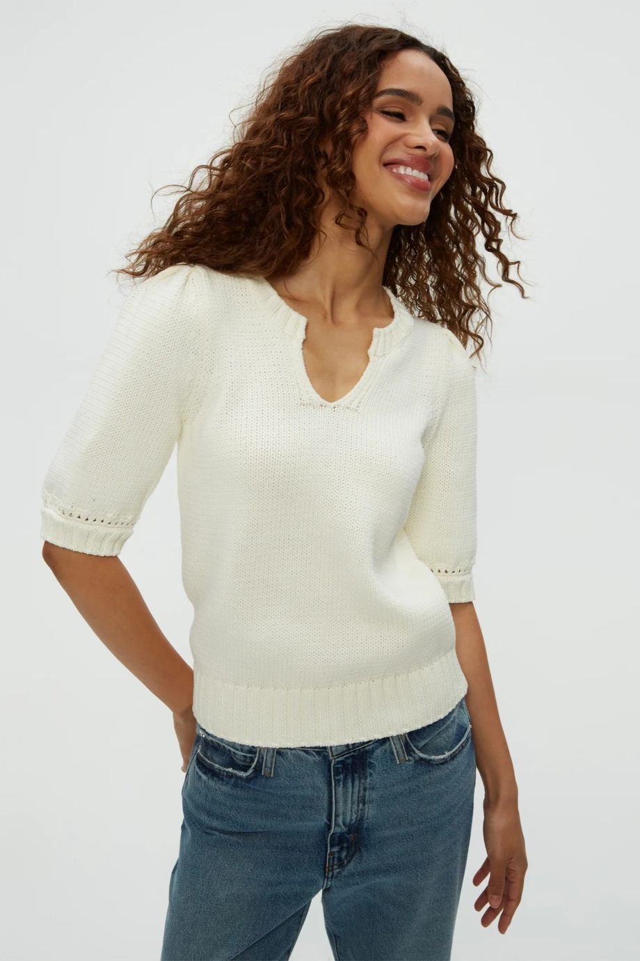 Rosanna Puff Sleeve Sweater Off White - Michael Stars - COLOR GAME