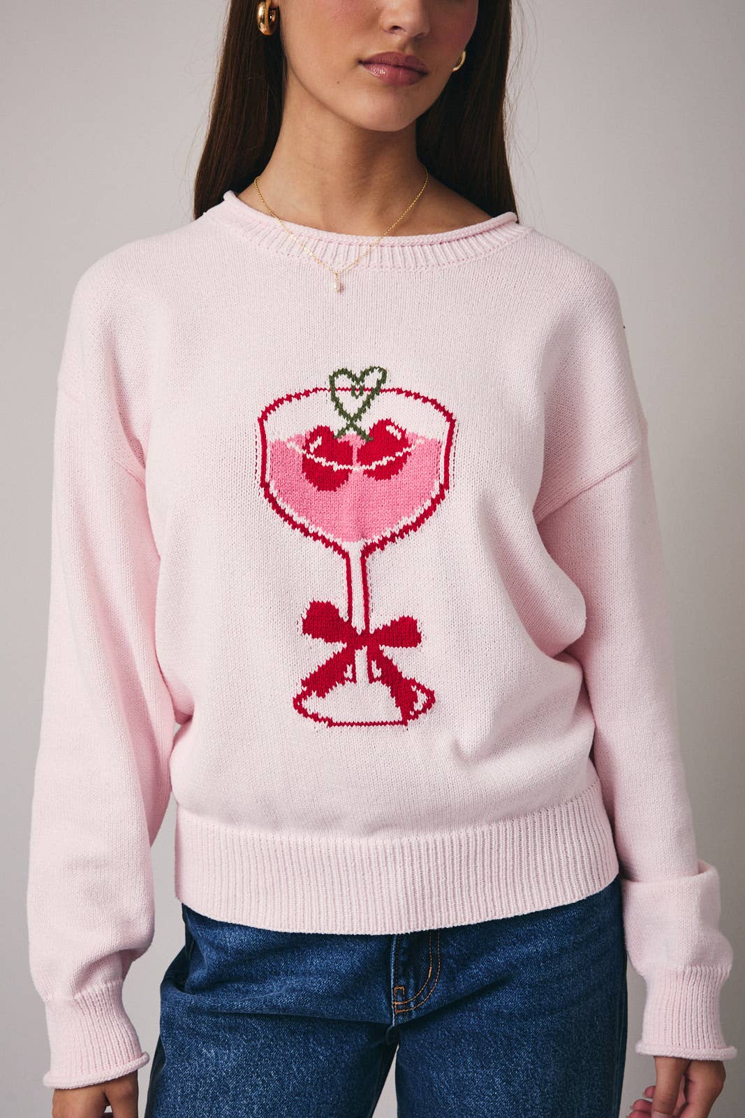 Rosie Pink Martini Sweater - Sunday Edition by LE LIS - COLOR GAME