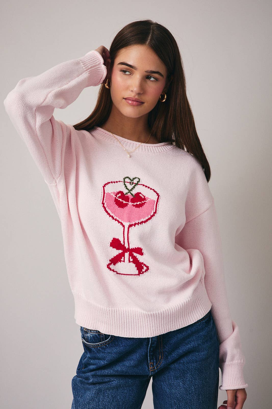 Rosie Pink Martini Sweater - Sunday Edition by LE LIS - COLOR GAME