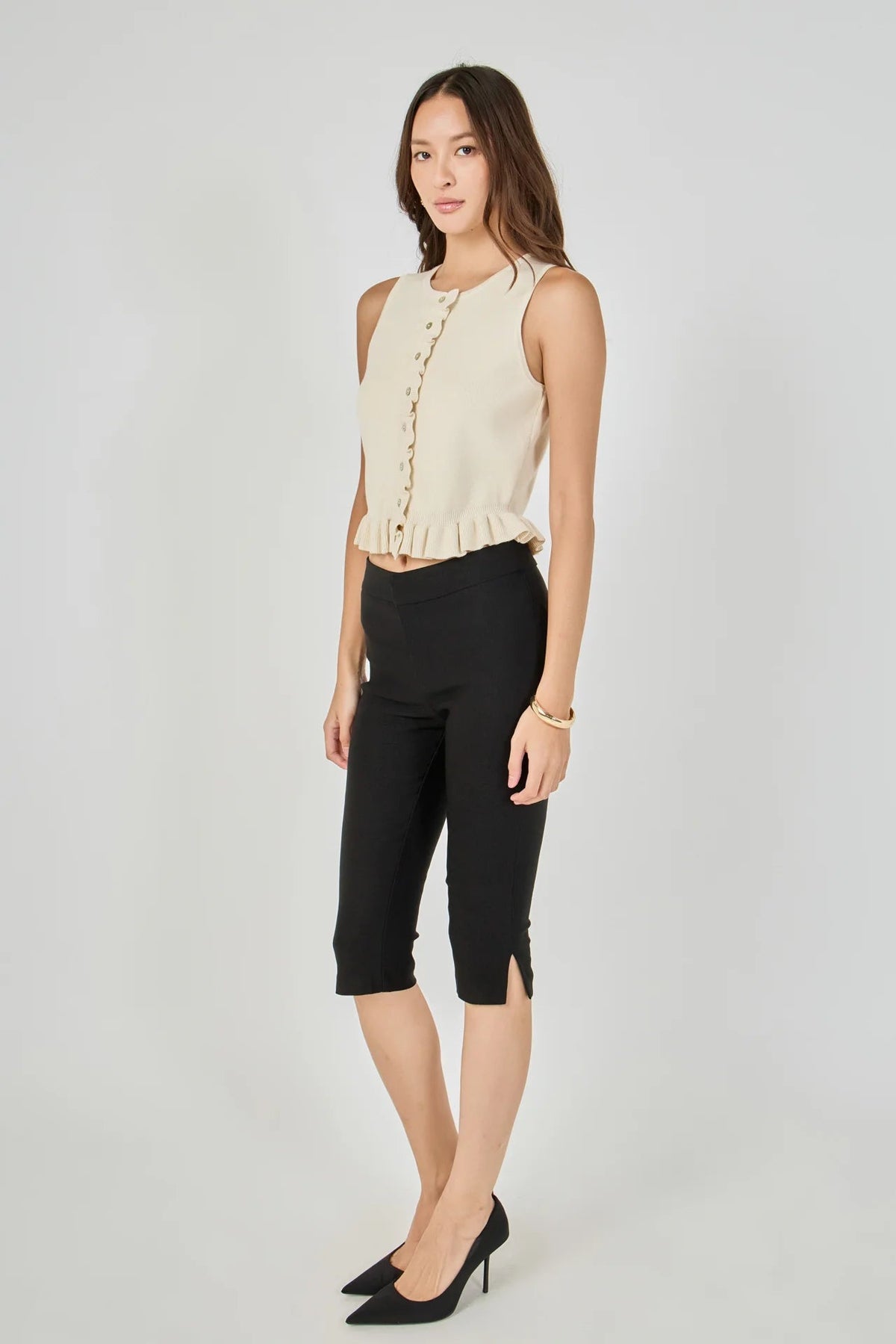 Royce Ruffle Trim Sweater Vest - Endless Rose - COLOR GAME