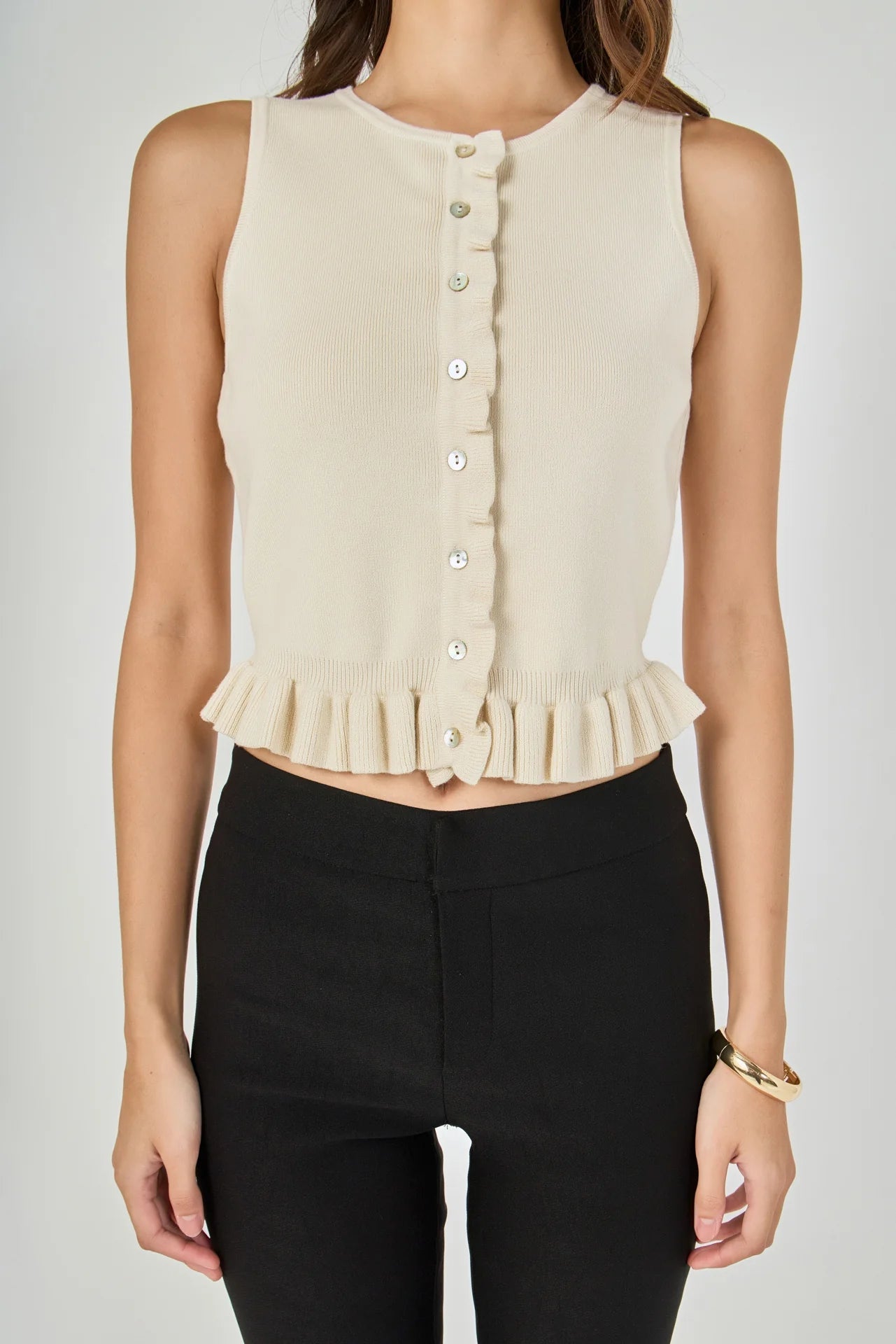 Royce Ruffle Trim Sweater Vest - Endless Rose - COLOR GAME