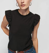 Ruffle Paulette Tank Jet Black - Nation LTD - COLOR GAME