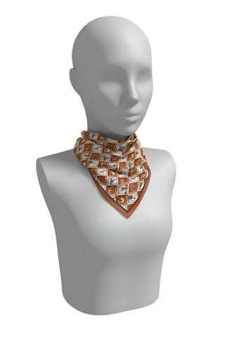 Rust + Grey Checkerboard Gameday Scarf - Swells - COLOR GAME