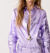 San Marino Metallic Linen Shirt Violet - Lanhtropy - Color Game