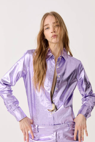 San Marino Metallic Linen Shirt Violet - Lanhtropy - Color Game