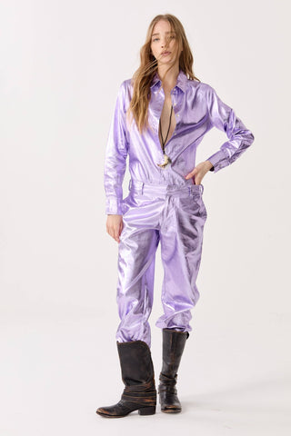 San Marino Metallic Linen Shirt Violet - Lanhtropy - Color Game