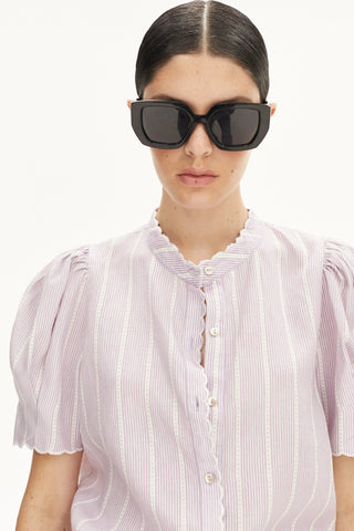 Scallop Linen Shirt Lilac Love - Lanhtropy - Color Game