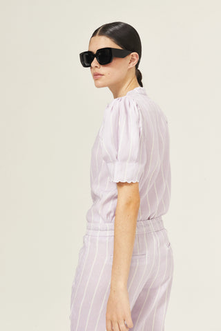 Scallop Linen Shirt Lilac Love - Lanhtropy - Color Game