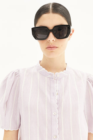 Scallop Linen Shirt Lilac Love - Lanhtropy - Color Game