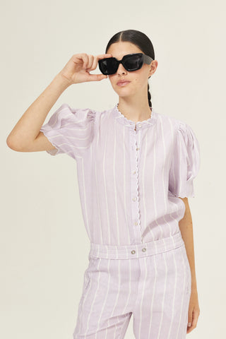 Scallop Linen Shirt Lilac Love - Lanhtropy - Color Game