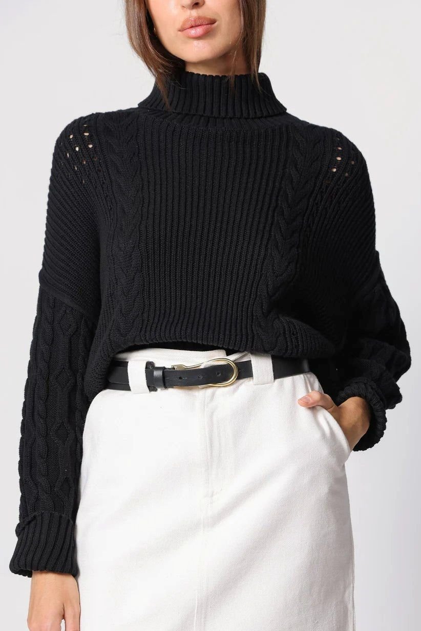 Serah Black Turtleneck Sweater - Cleobella - COLOR GAME