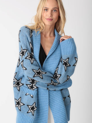 Shay Shawl Cardigan Bluestone Stars - Electric & Rose - COLOR GAME