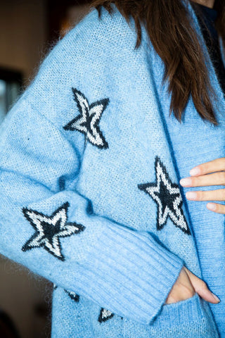 Shay Shawl Cardigan Bluestone Stars - Electric & Rose - COLOR GAME