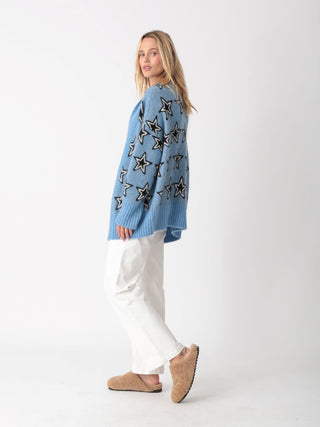 Shay Shawl Cardigan Bluestone Stars - Electric & Rose - COLOR GAME