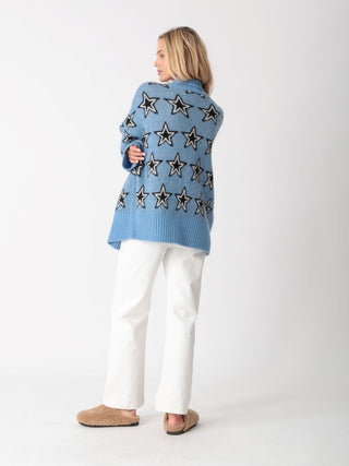 Shay Shawl Cardigan Bluestone Stars - Electric & Rose - COLOR GAME