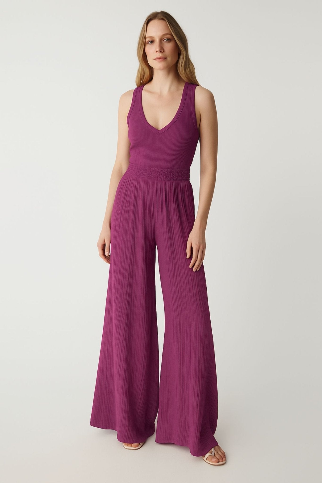 Simba Smocked Waist Pant Grape - Michael Stars - COLOR GAME