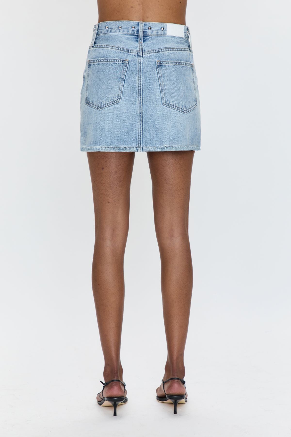 Skye Studded Denim Mini Skirt - Pistola - COLOR GAME