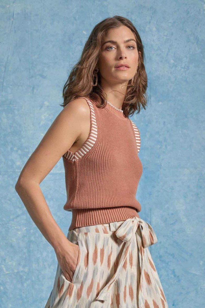 Sleeveless Crewneck Sweater Driftwood - Lilla P - COLOR GAME