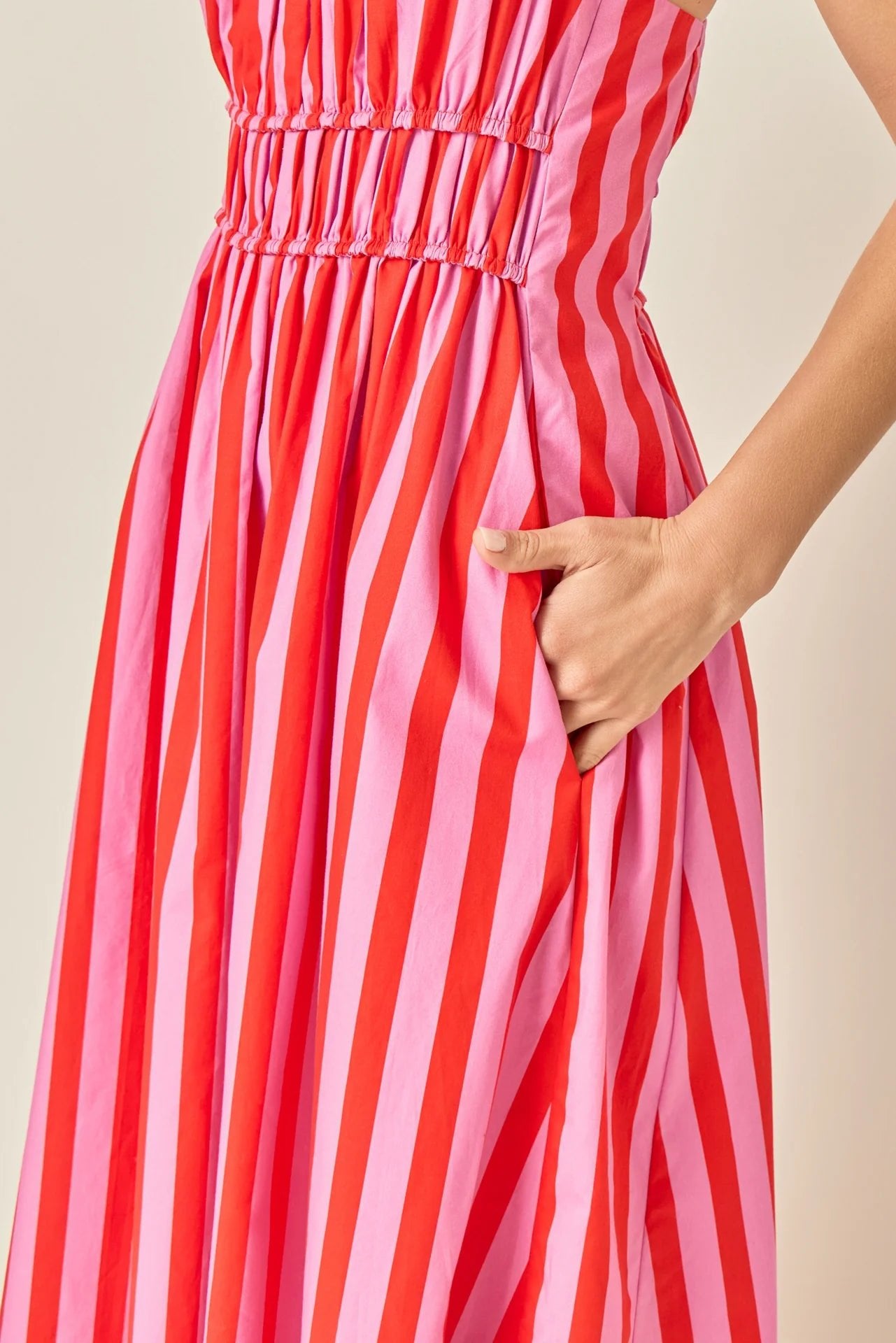 Sloane Striped Smocked Waist Maxi Dress - Endless Rose - COLOR GAME