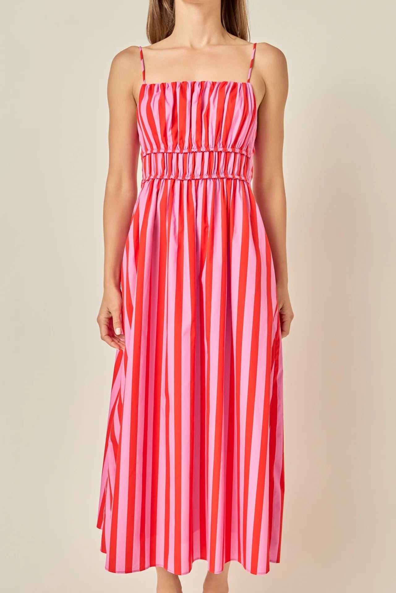 Sloane Striped Smocked Waist Maxi Dress - Endless Rose - COLOR GAME