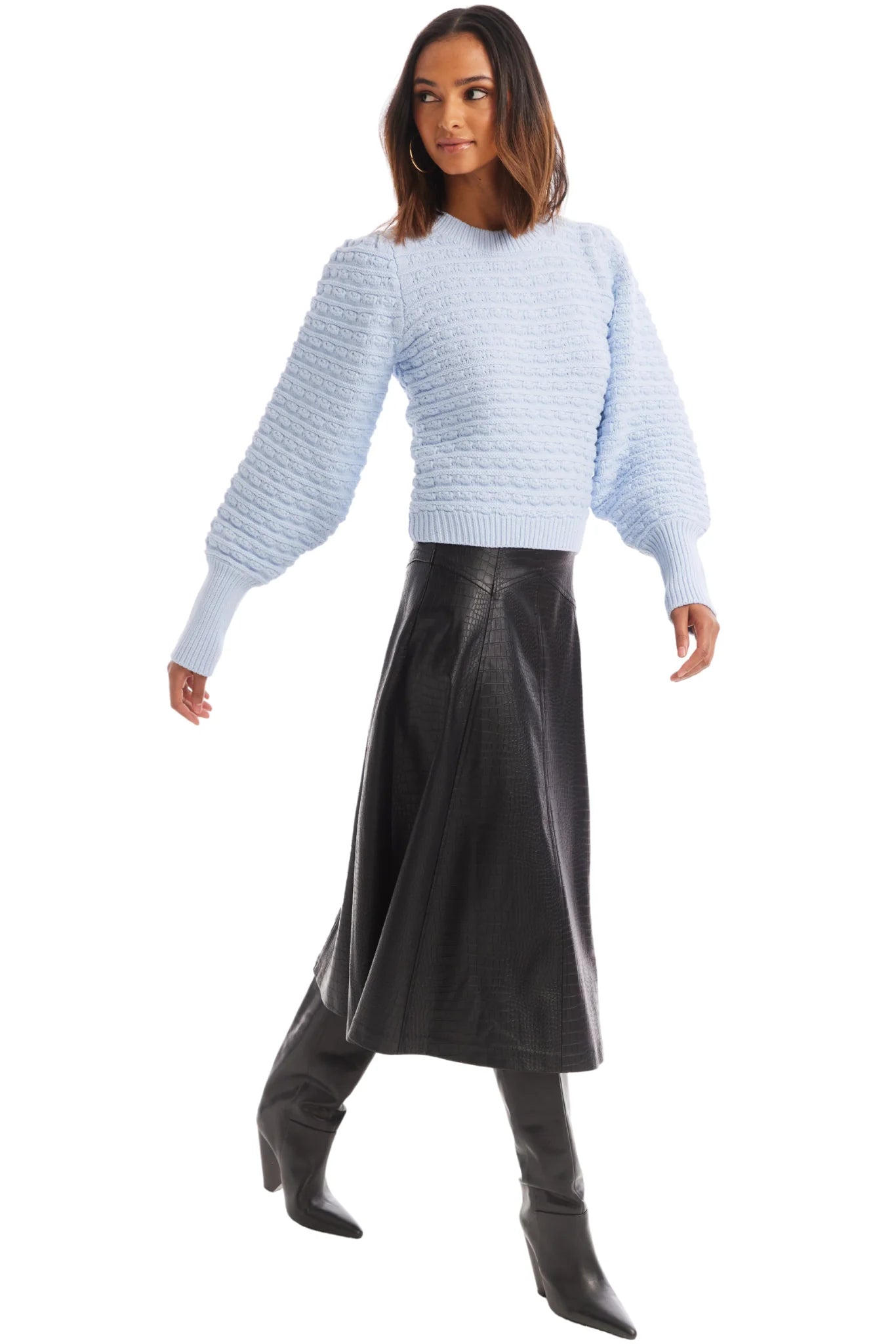 Solid Adelle Sweater Sky Blue - Allison New York - COLOR GAME