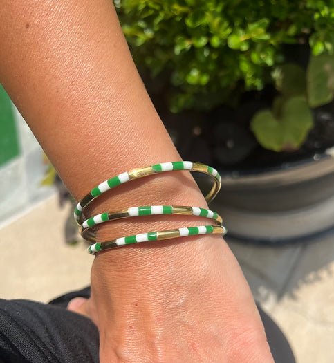 Stadium Stack Bracelets Green + White - Glitter & Gold - COLOR GAME