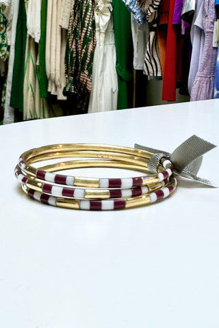 Stadium Stack Bracelets Maroon + White - Glitter & Gold - COLOR GAME